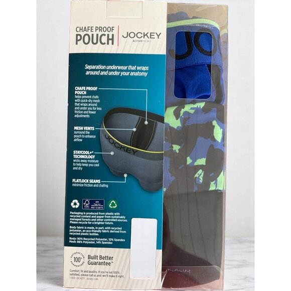 Jockey ActiveMicro Stretch Blue Boxer Briefs 3-Pack Chafe Proof Pouch XL NEW - Picture 3 of 8